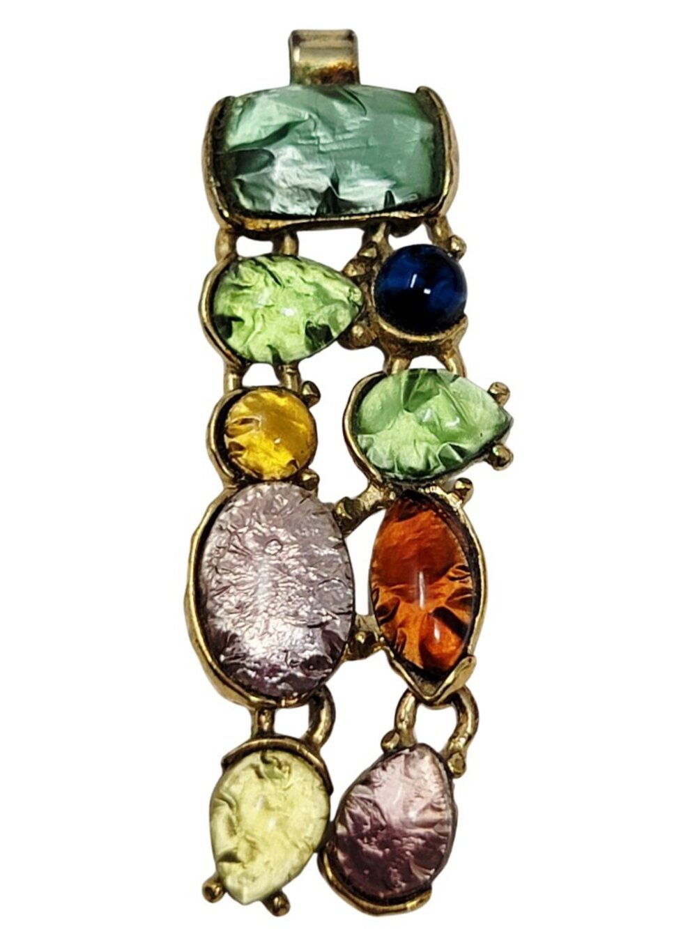 Vintage Artisan Style Multicolor Art Glass Foil Glass Pendant